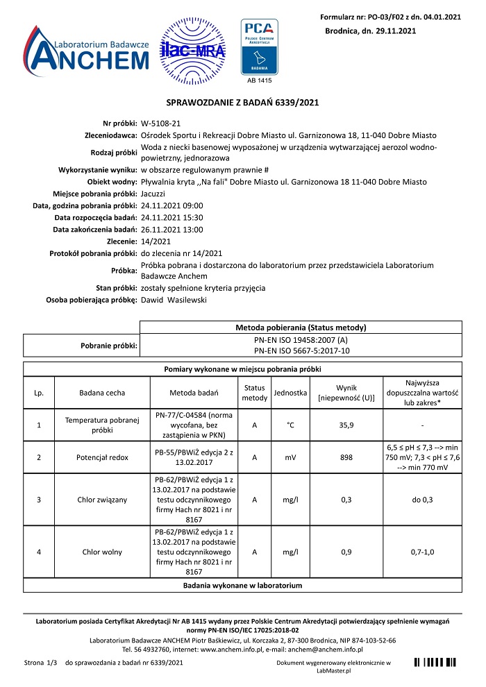 W 5108 21 Sprawozdanie F 02 Woda basenowa woda ciepła 6339 2021 1